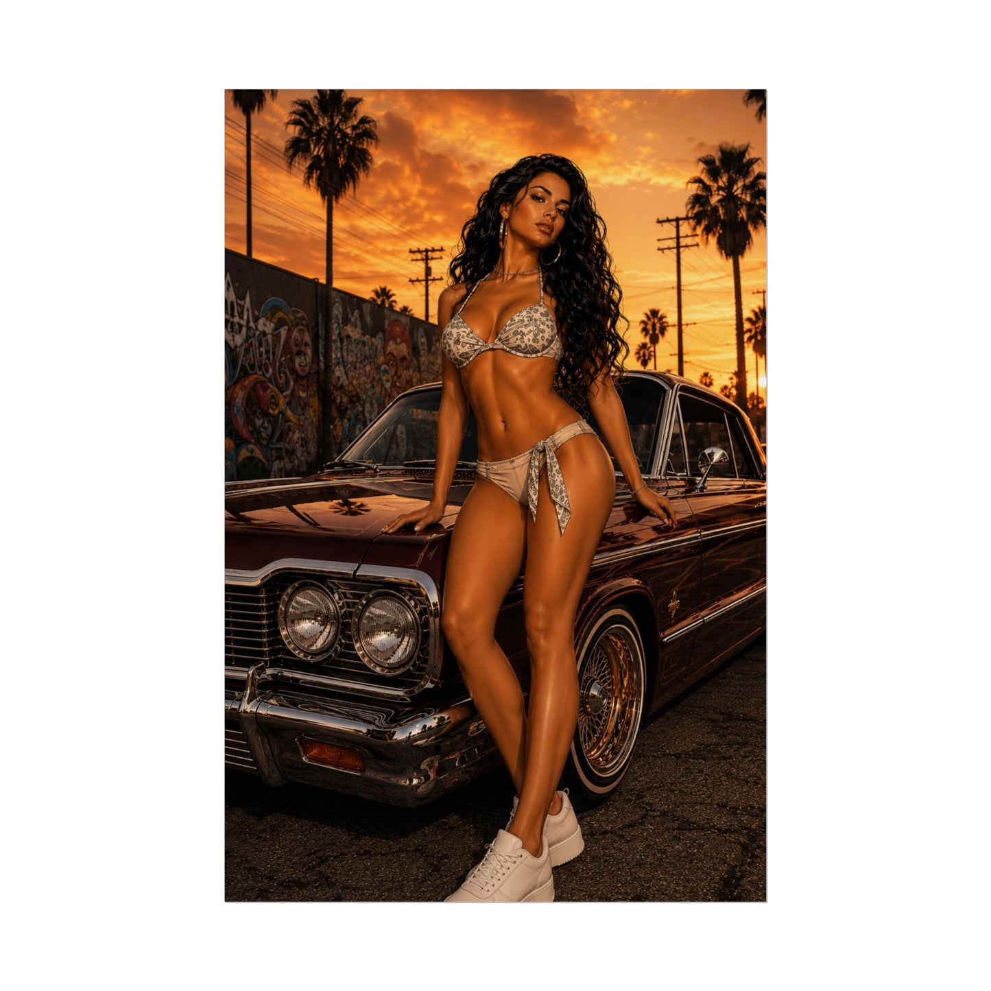 Bikini Model Lowrider Poster - 20″ x 30″ (Vertical) / Semi Glossy - Poster
