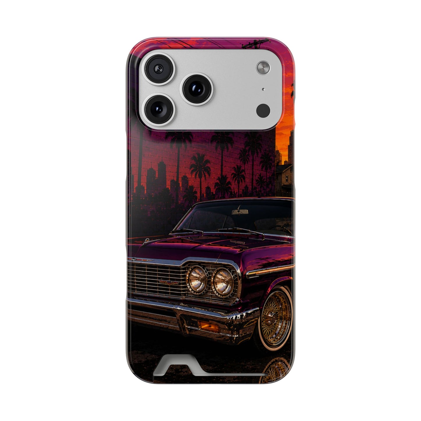 Classic Lowrider Sunset iPhone Case with Card Holder
