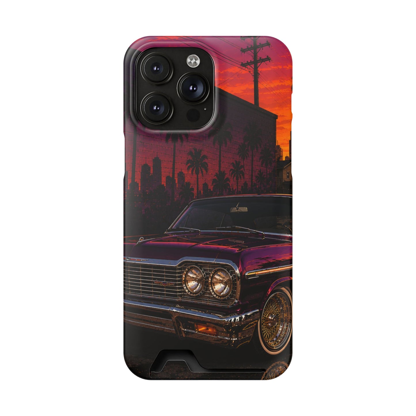 Classic Lowrider Sunset iPhone Case with Card Holder