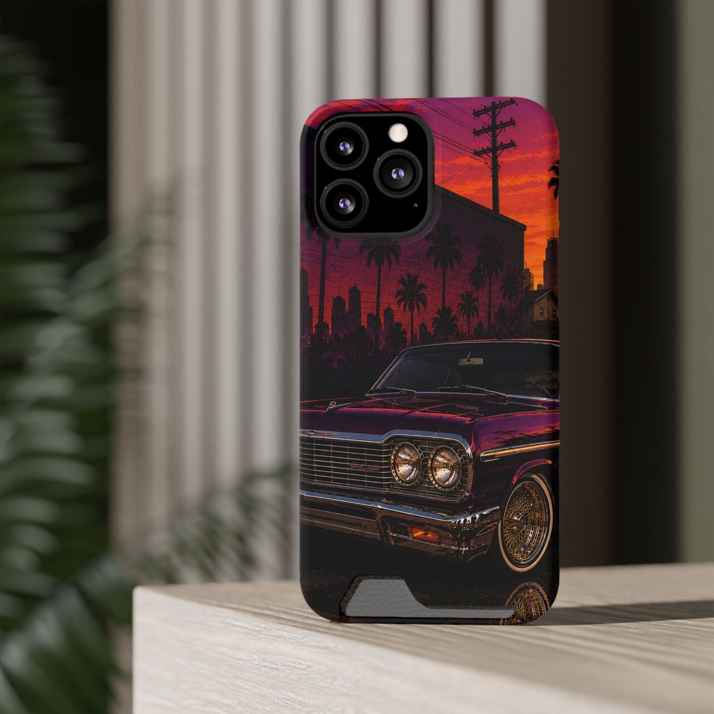 Classic Lowrider Sunset iPhone Case with Card Holder
