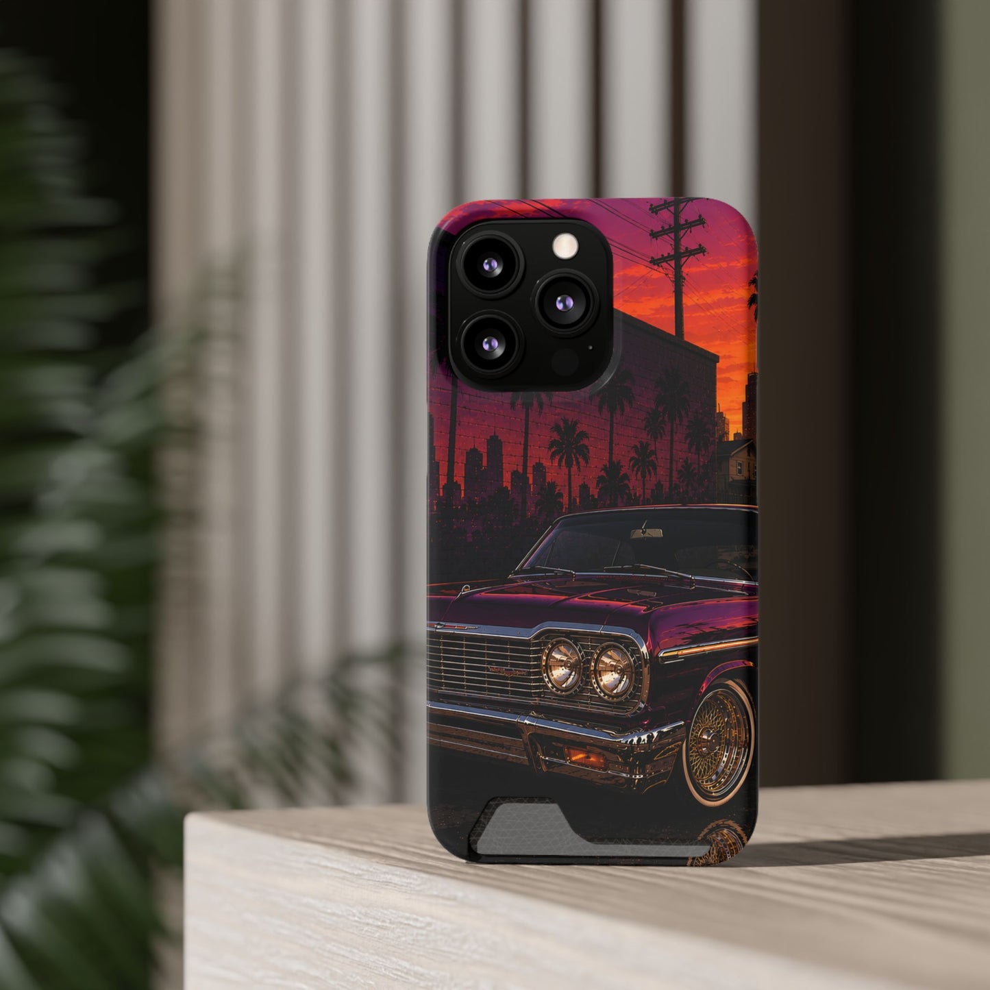 Classic Lowrider Sunset iPhone Case with Card Holder