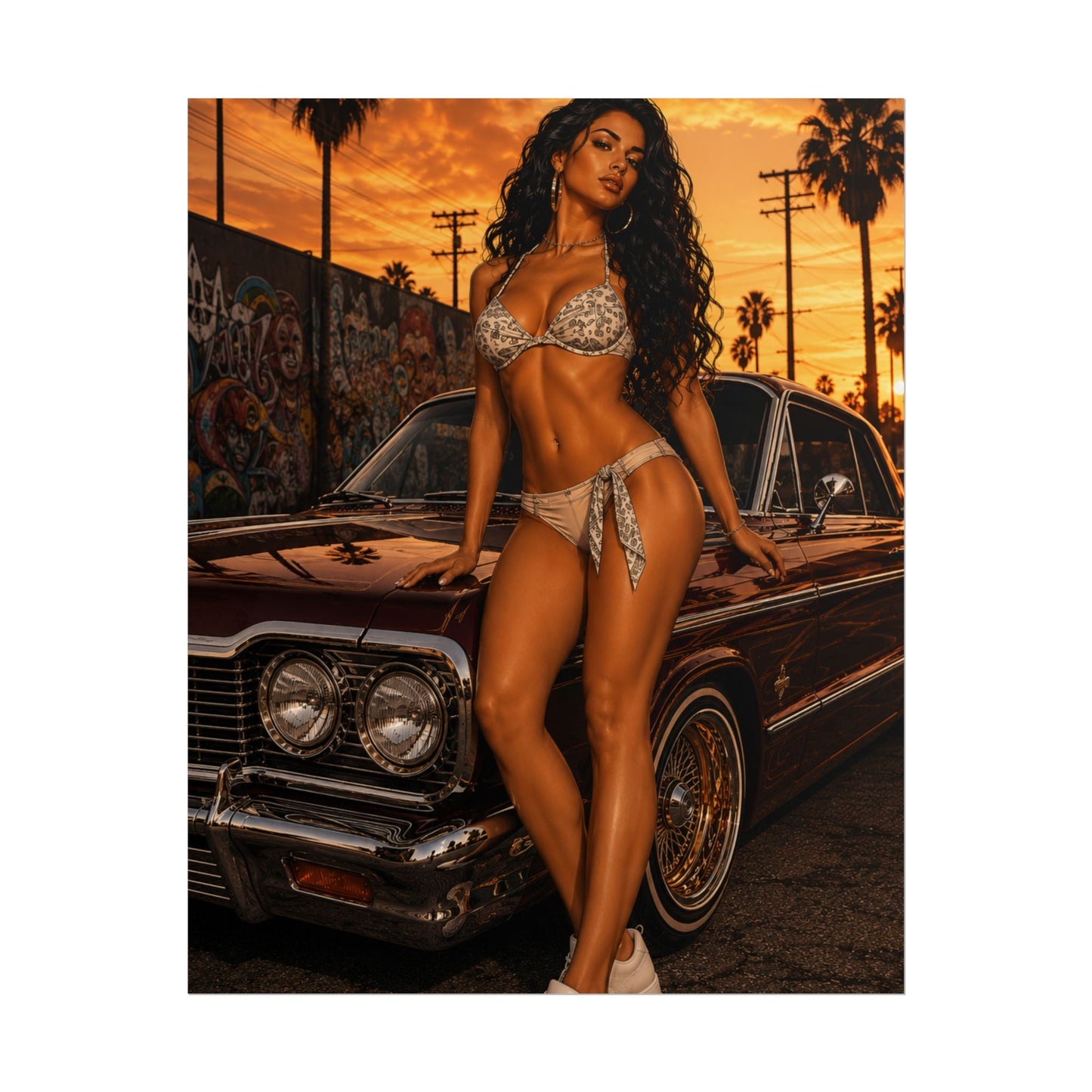 Bikini Model Lowrider Poster - 16’’ x 20’’ (Vertical) / Matte - Poster