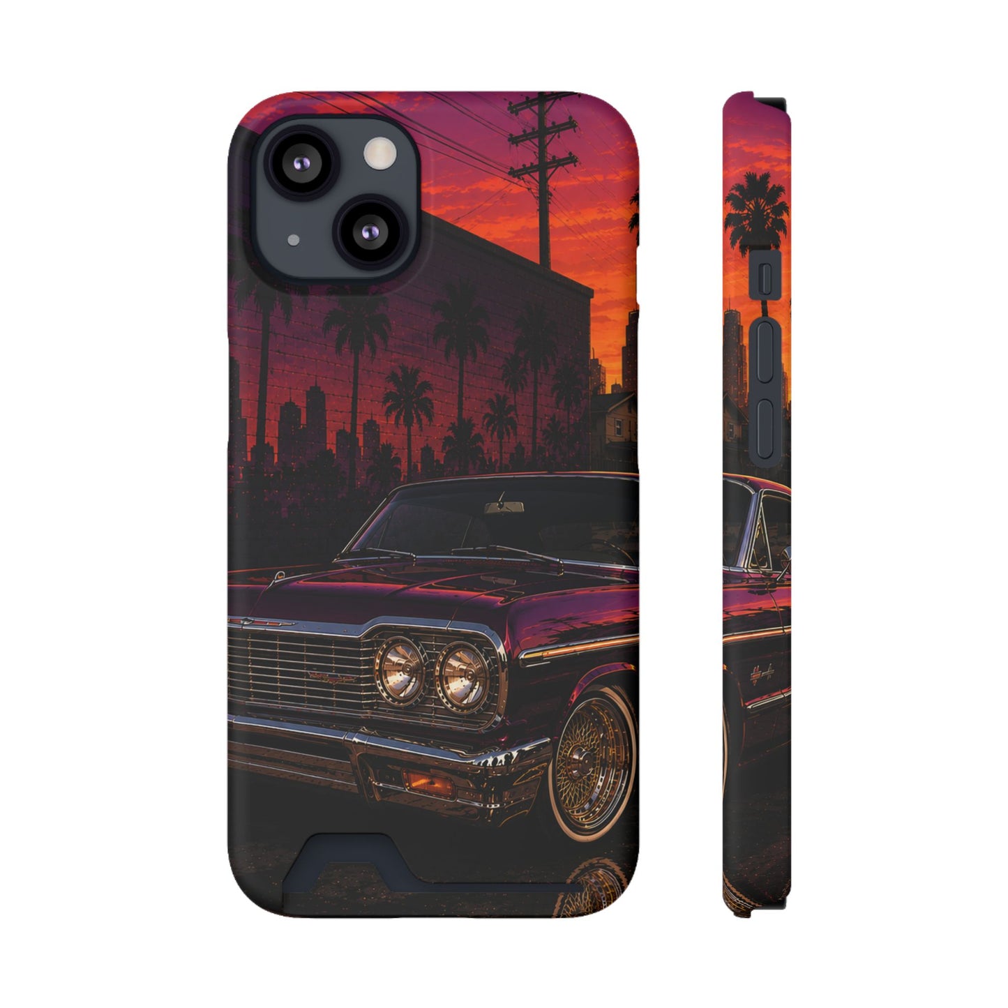 Classic Lowrider Sunset iPhone Case with Card Holder