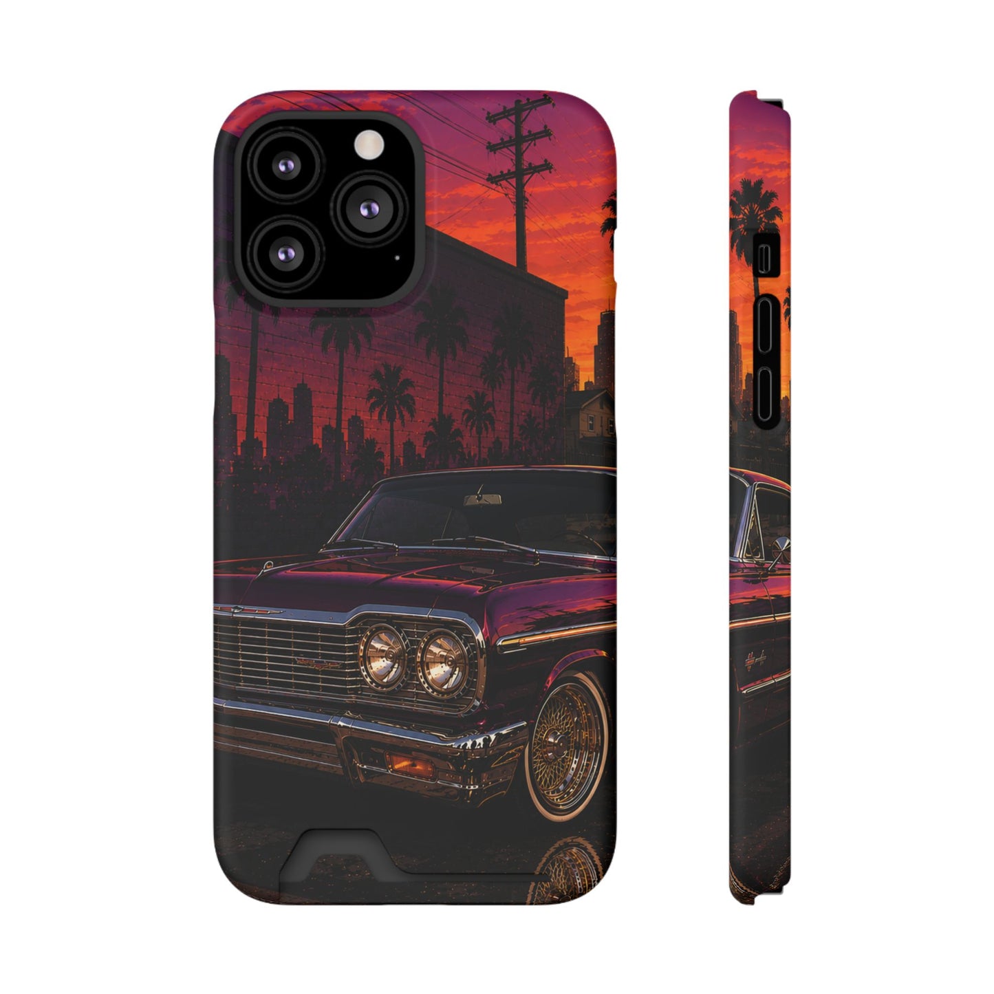 Classic Lowrider Sunset iPhone Case with Card Holder