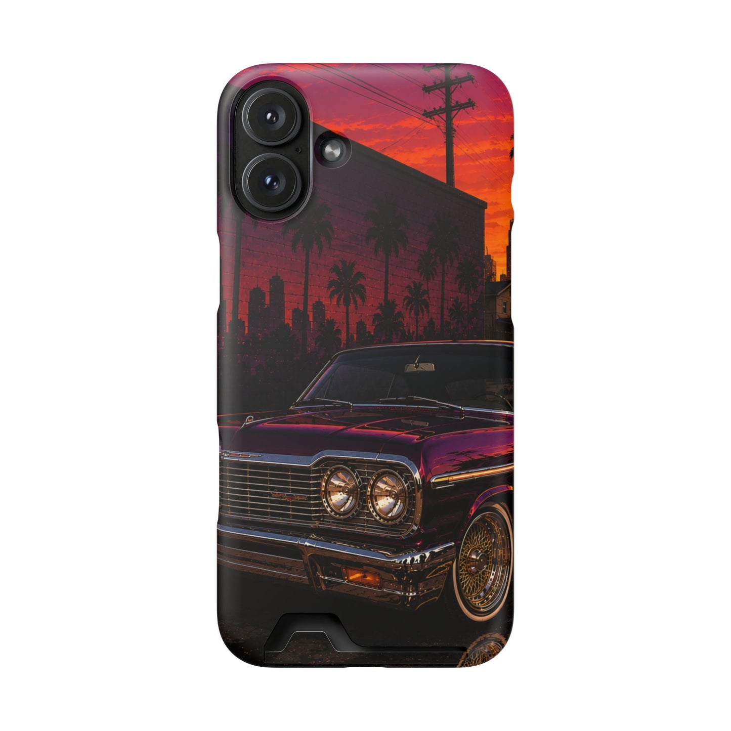 Classic Lowrider Sunset iPhone Case with Card Holder