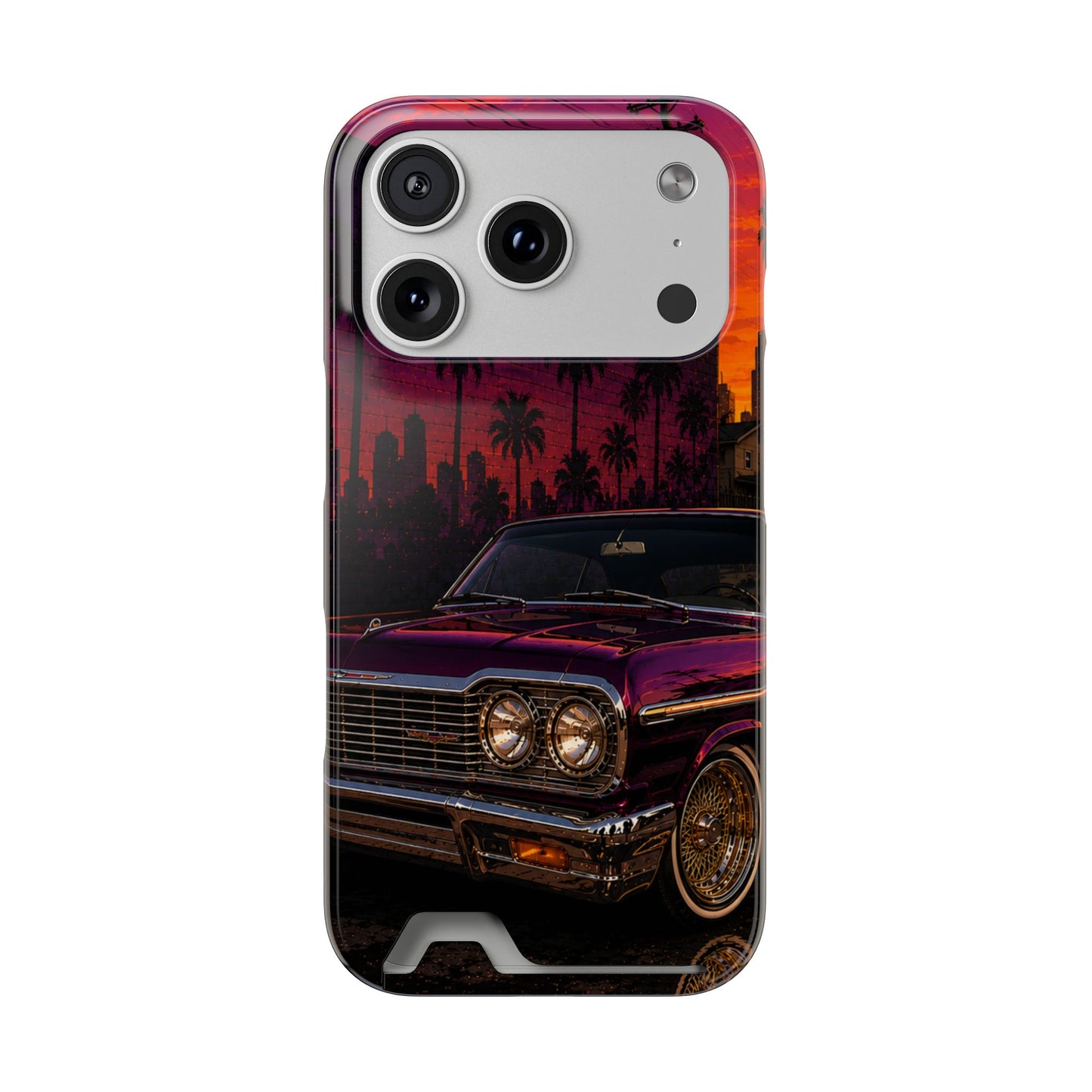 Classic Lowrider Sunset iPhone Case with Card Holder