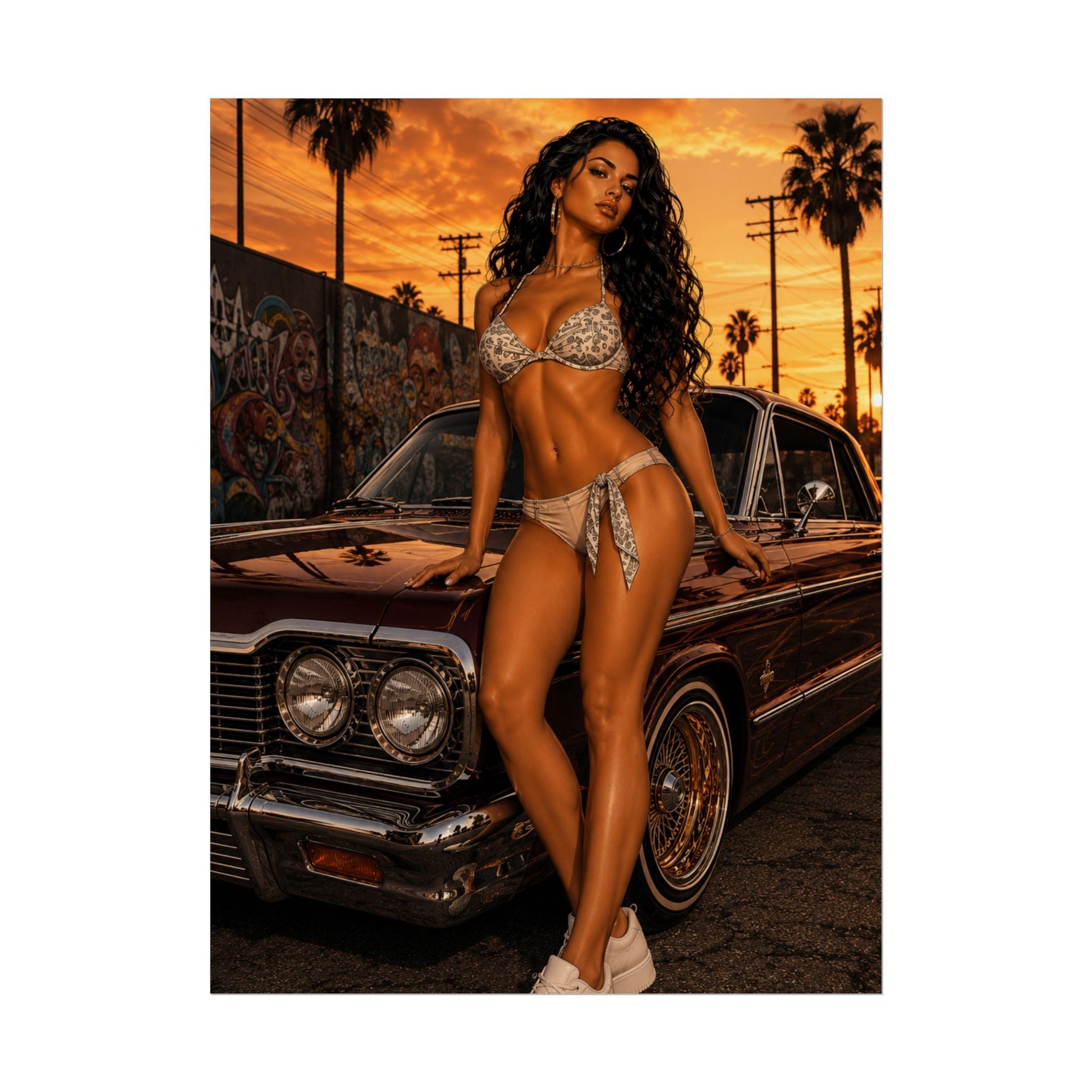 Bikini Model Lowrider Poster - 18″ x 24″ (Vertical) / Semi Glossy - Poster