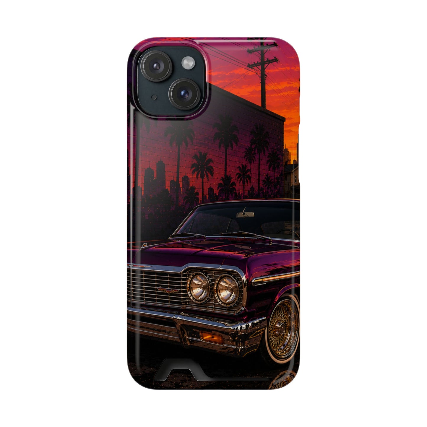 Classic Lowrider Sunset iPhone Case with Card Holder