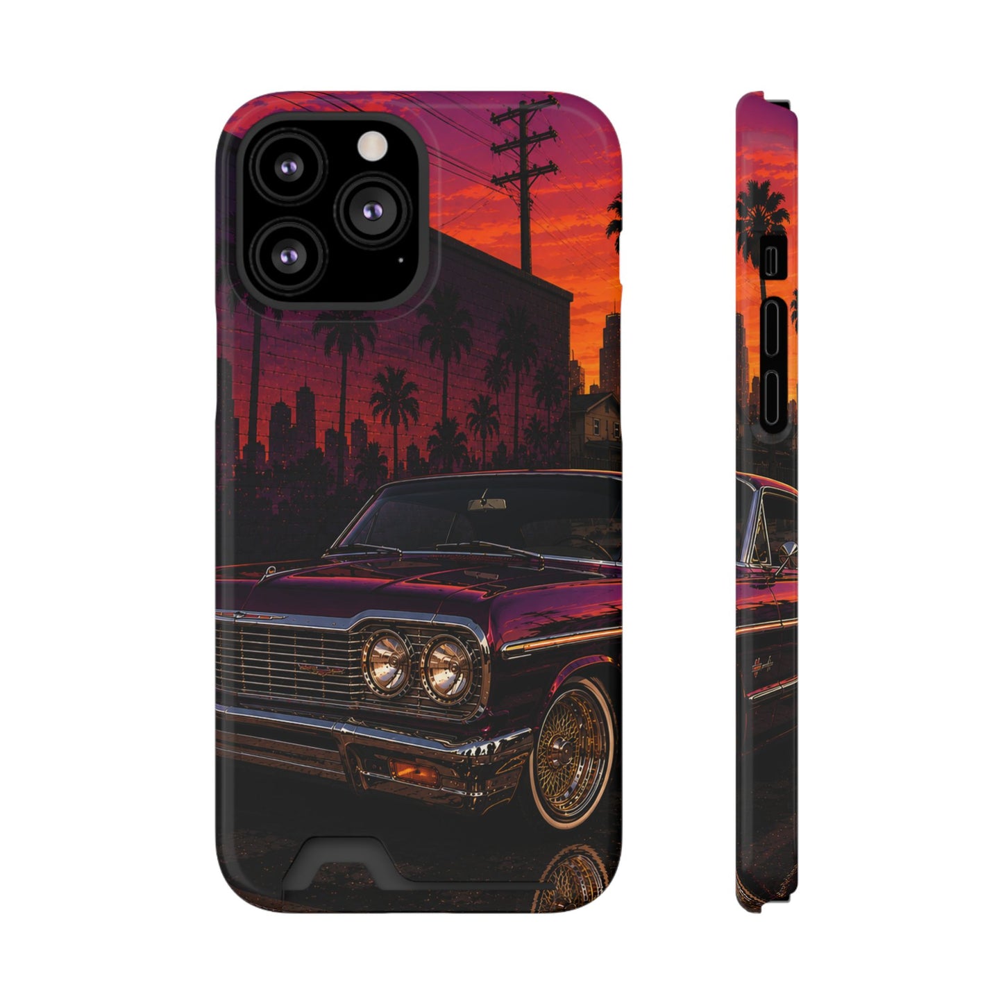 Classic Lowrider Sunset iPhone Case with Card Holder