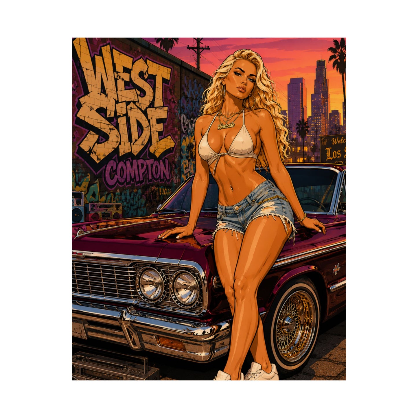 Westside Sunset Lowrider Poster (8" x 10")