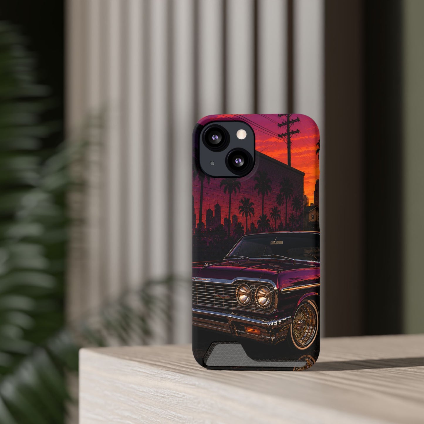 Classic Lowrider Sunset iPhone Case with Card Holder