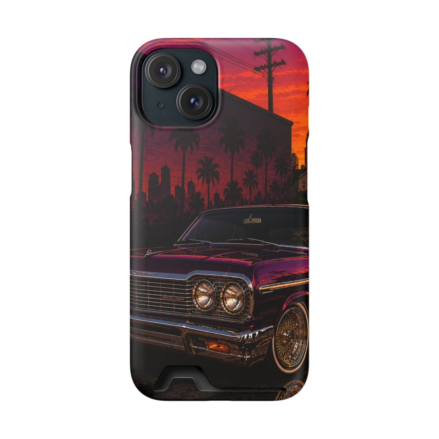 Classic Lowrider Sunset iPhone Case with Card Holder