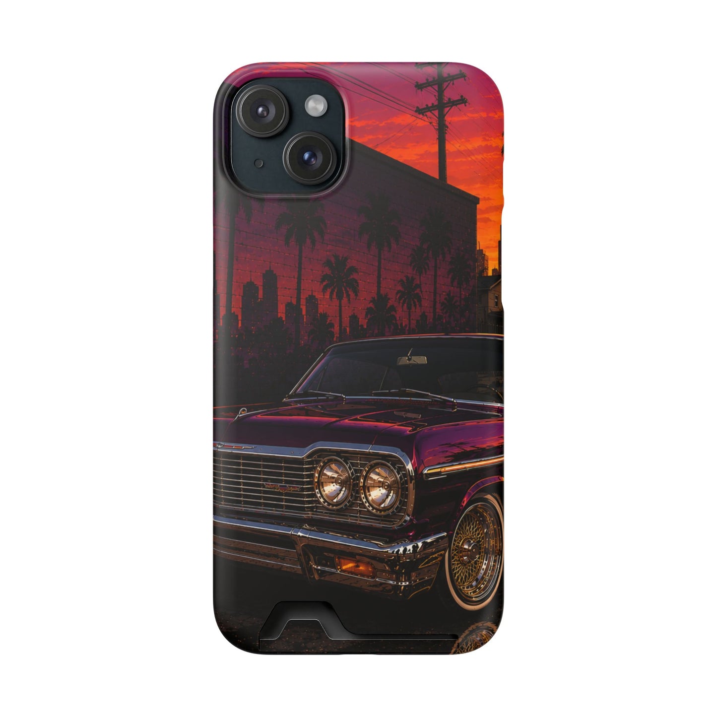 Classic Lowrider Sunset iPhone Case with Card Holder