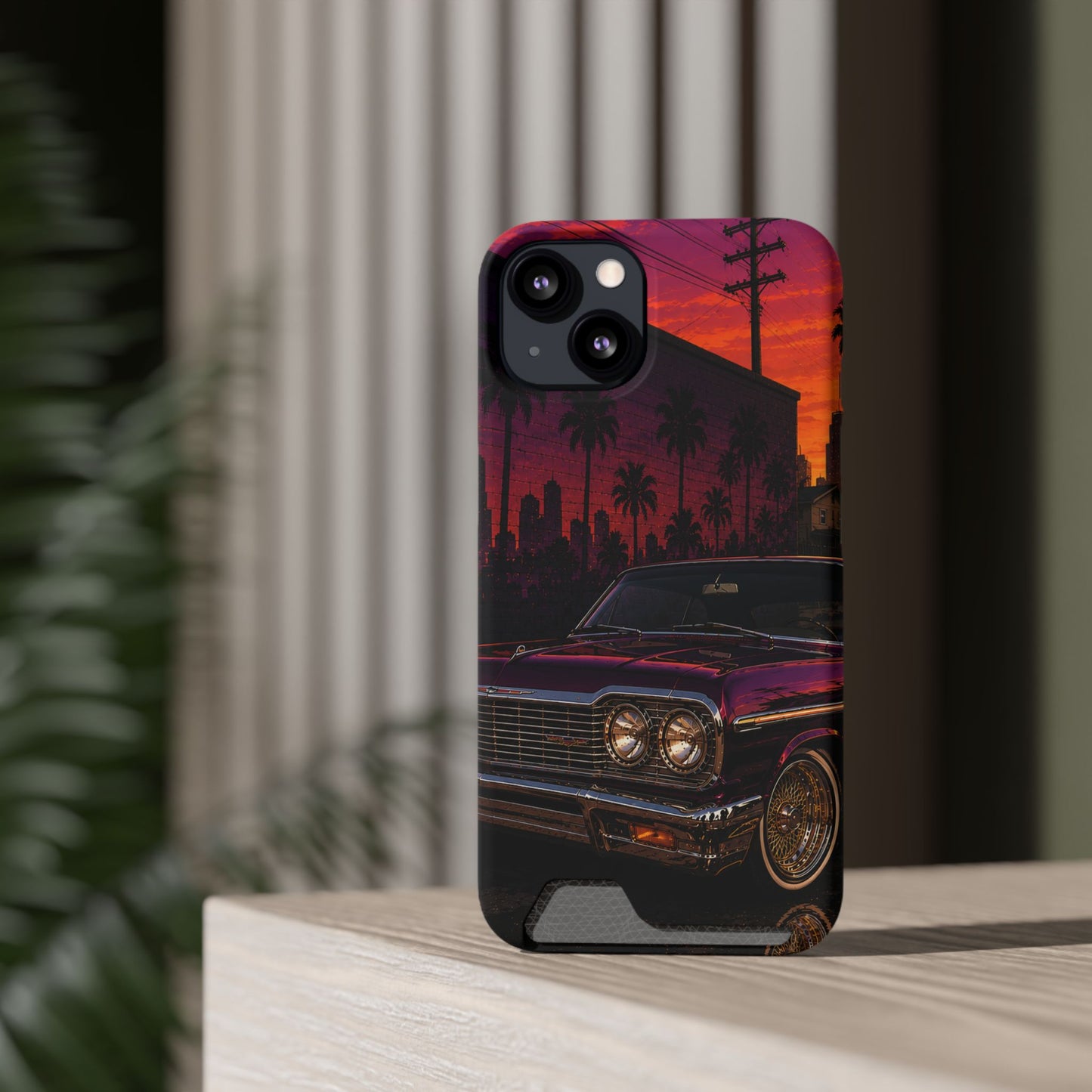 Classic Lowrider Sunset iPhone Case with Card Holder