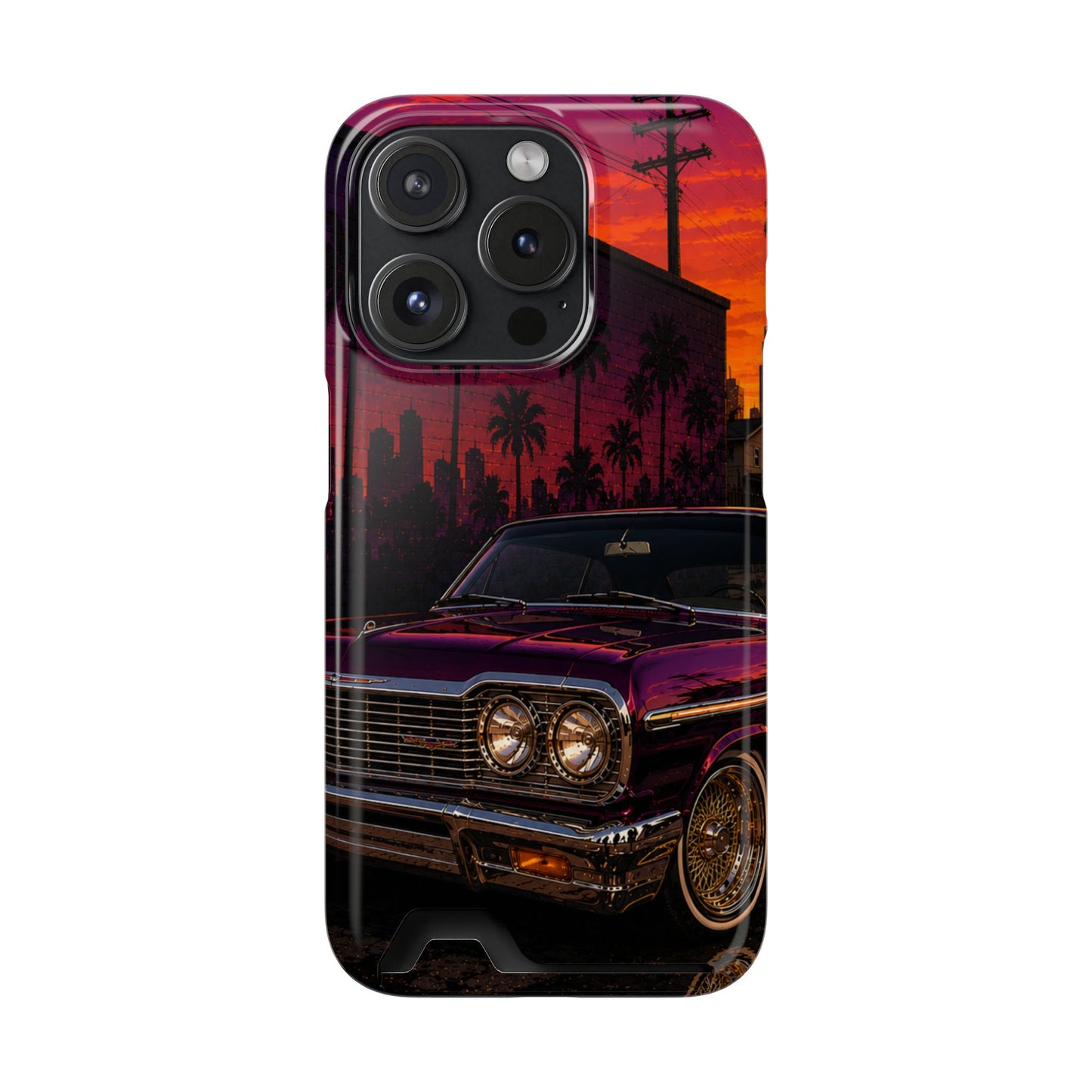 Classic Lowrider Sunset iPhone Case with Card Holder