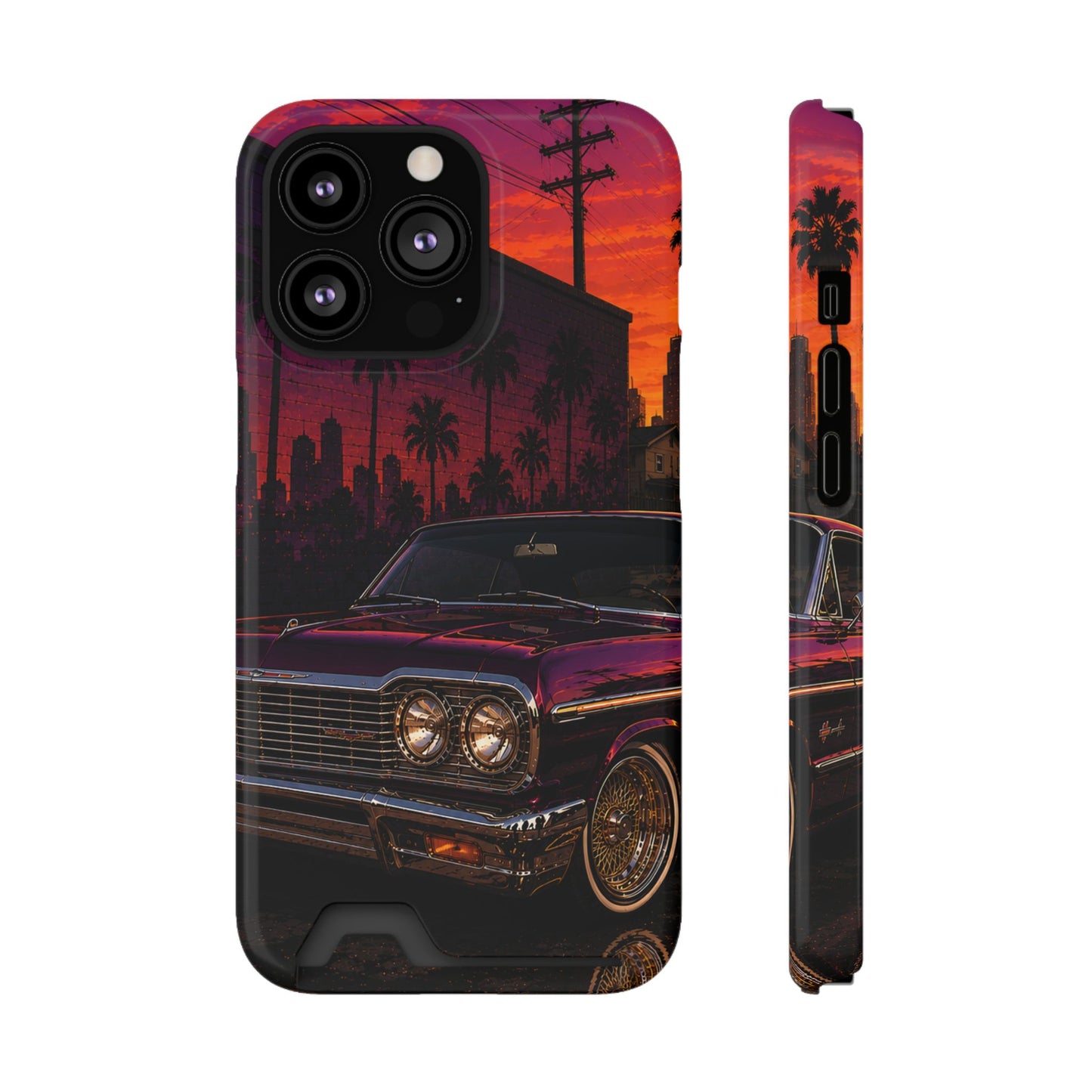 Classic Lowrider Sunset iPhone Case with Card Holder
