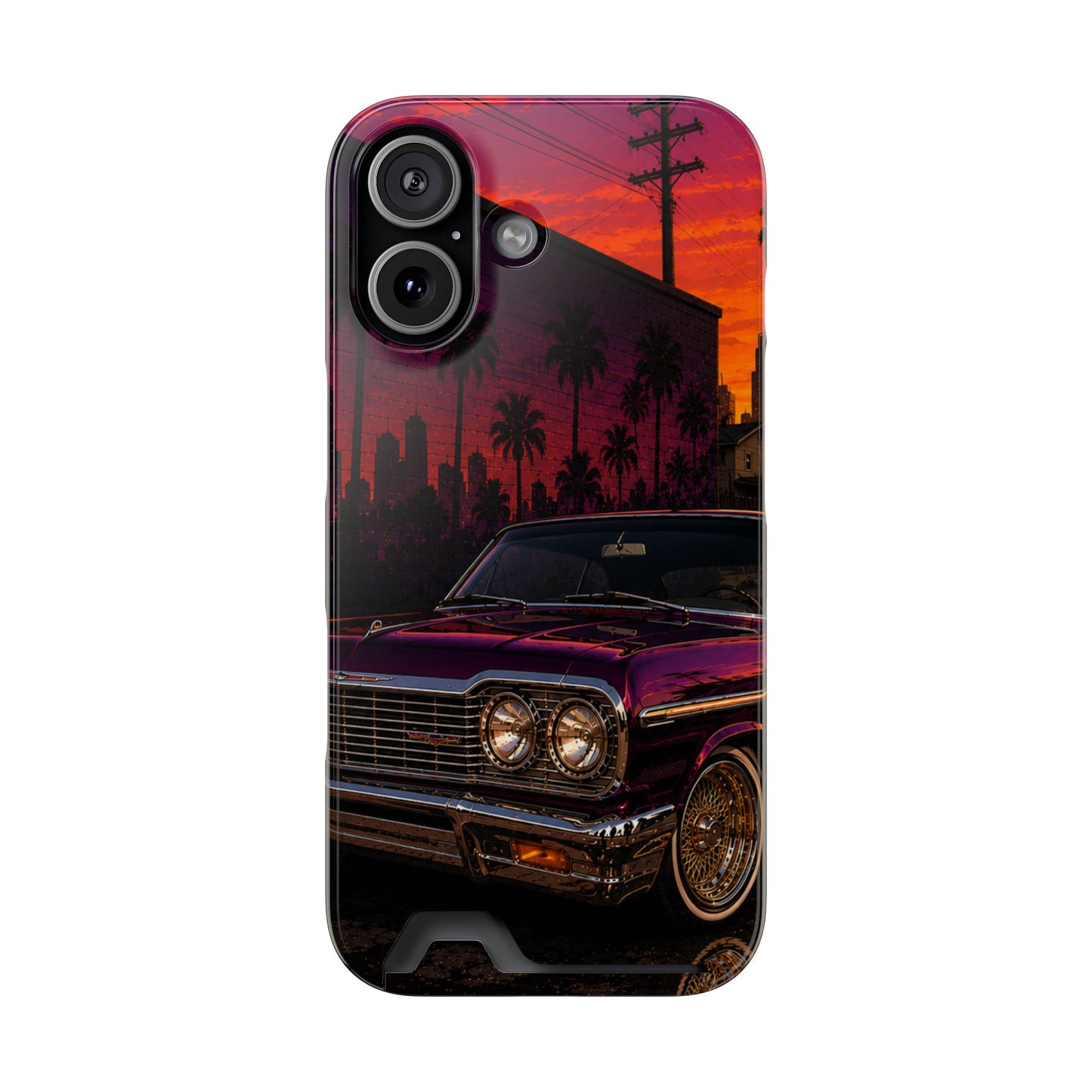 Classic Lowrider Sunset iPhone Case with Card Holder