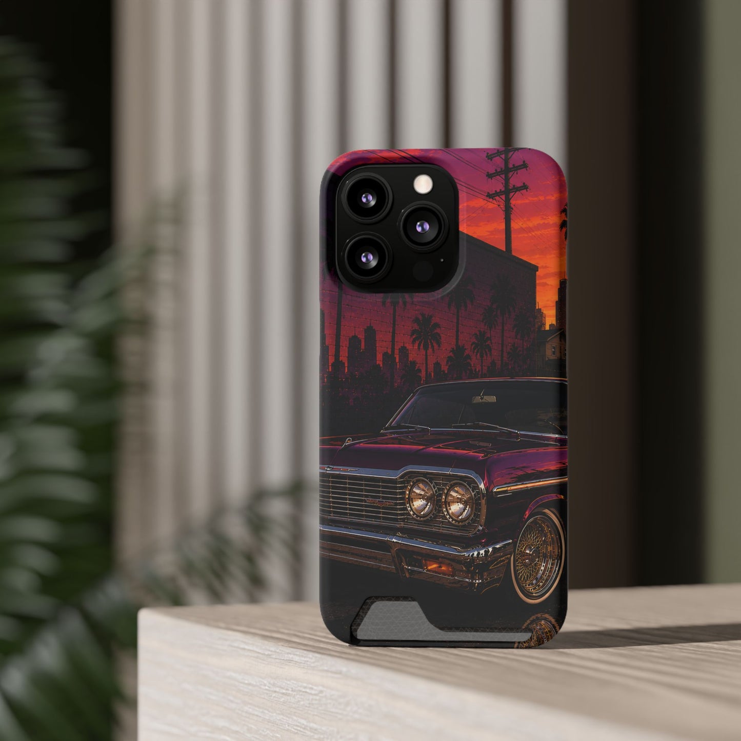 Classic Lowrider Sunset iPhone Case with Card Holder