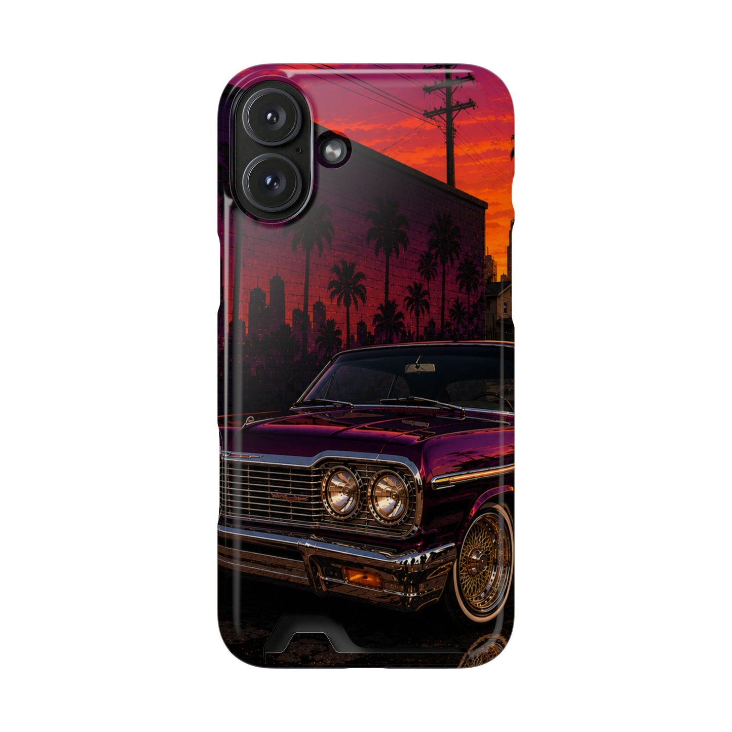 Classic Lowrider Sunset iPhone Case with Card Holder