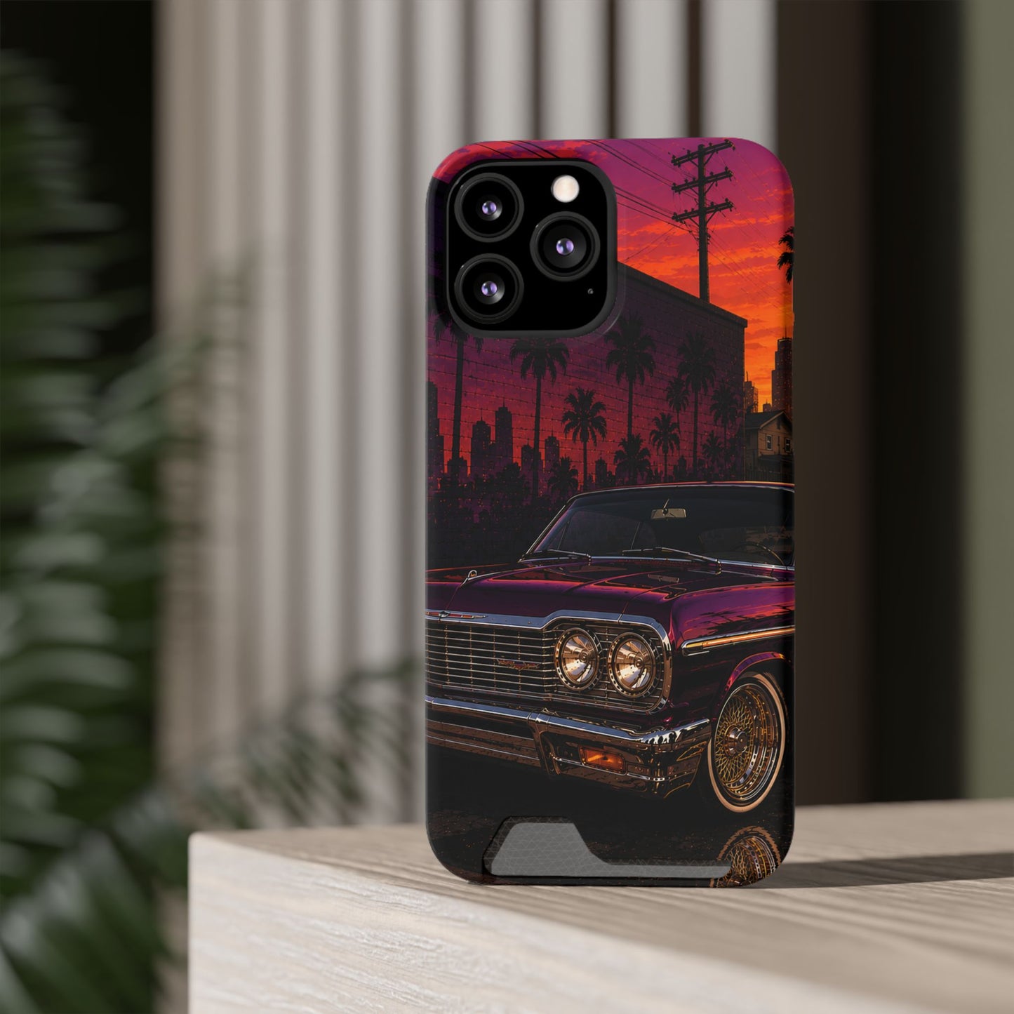Classic Lowrider Sunset iPhone Case with Card Holder